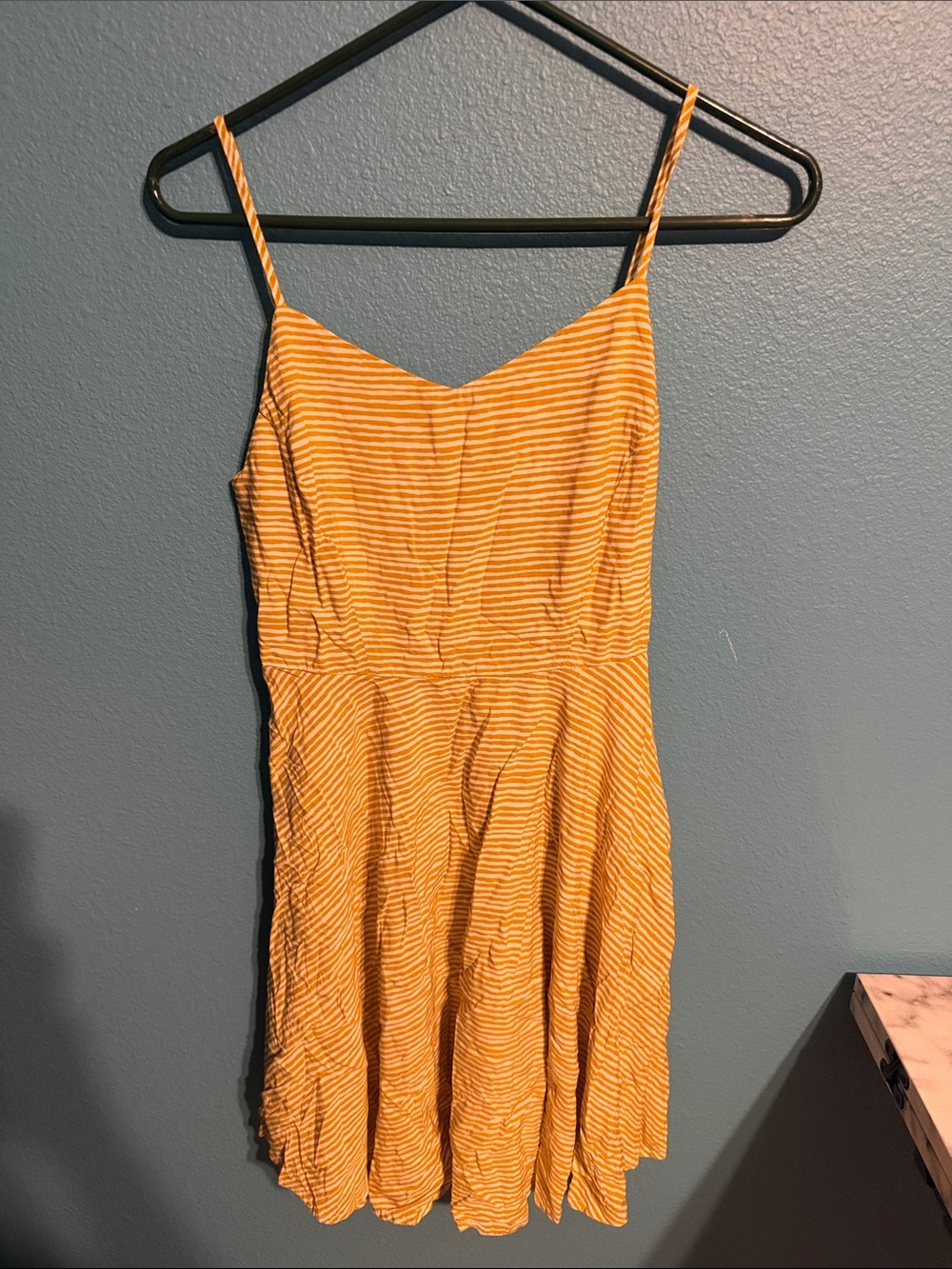 Old Navy Yellow Striped Spaghetti Strap Mini Dress